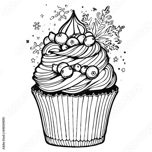 Vector  Cupcake on white background