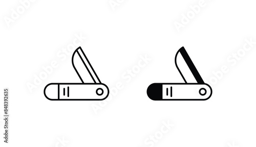 Pocket Knife icon design with white background stock illustration