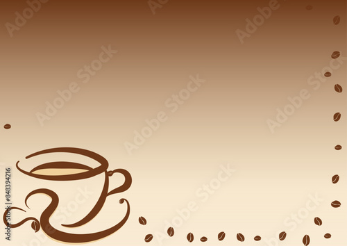 1 ottobre - Giornata internazionale del caffè - Grafica vettoriale - colore marrone e crema - caffè e chicchi - Tazzina da caffè espresso - ideale per siti Web, diapositive, blog, banner, cartoline, 