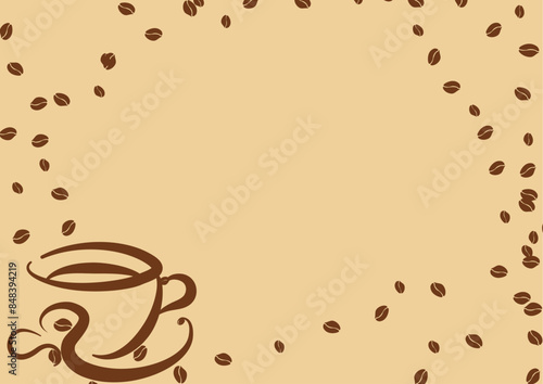 1 ottobre - Giornata internazionale del caffè - Grafica vettoriale - colore marrone e crema - caffè e chicchi - Tazzina da caffè espresso - ideale per siti Web, diapositive, blog, banner, cartoline, 