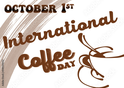 1 ottobre - Giornata internazionale del caffè - Grafica vettoriale - colore marrone e crema - caffè e chicchi - Tazzina da caffè espresso - ideale per siti Web, diapositive, blog, banner, cartoline, 
