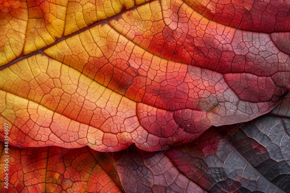 Fototapeta premium Autumn leaf close up macro