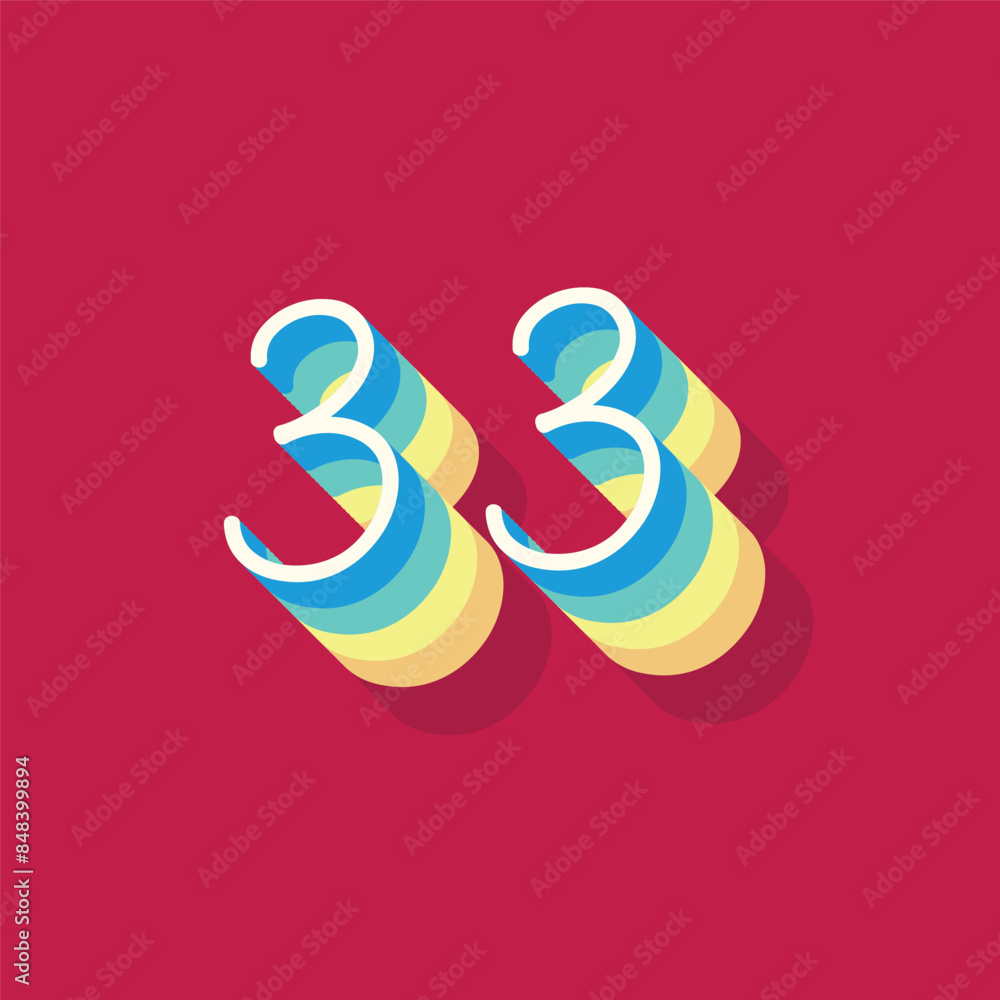 Digit or number 33, 3D shadow Digit, Typography minimal design. Digit or number 33, 3D shadow Digit, Typography minimal design.