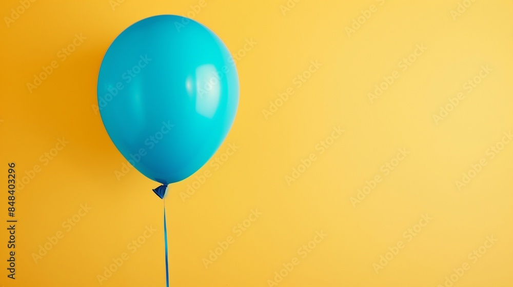 A single blue balloon standing out against a solid yellow background, creating a striking and vivid contrast A single blue balloon standing out against a solid yellow background, creating a striking and vivid contrast