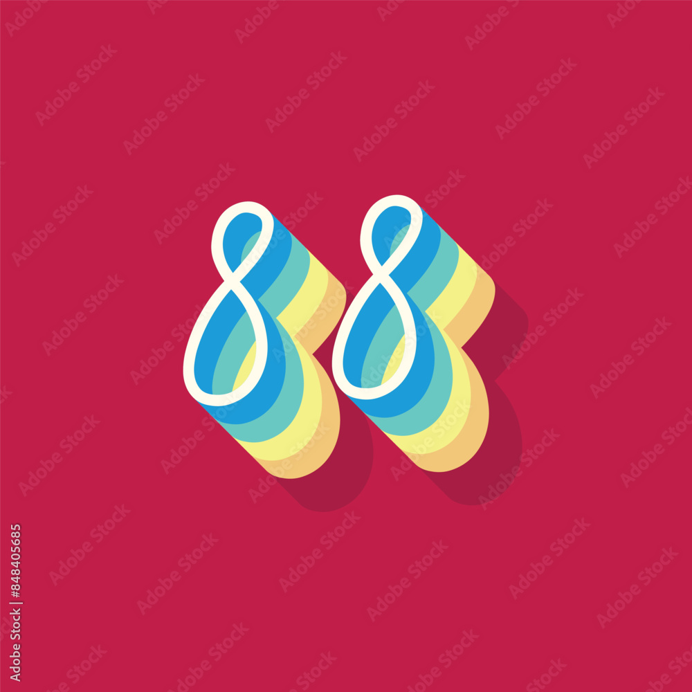 Digit or number 88, 3D shadow Digit, Typography minimal design. Digit or number 88, 3D shadow Digit, Typography minimal design.