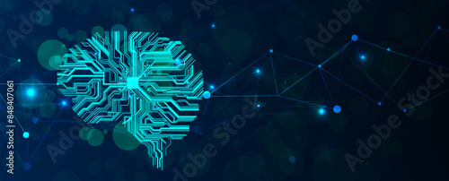 Abstract Artificial intelligence. Cloud computing. Machine learning. Technology web background. Virtual concept. Vector art.