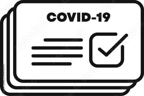 Line art icon of a covid 19 immunity passport verifying vaccination status