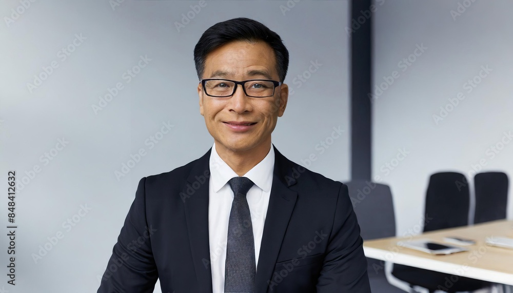 Portrait of a proud smiling confident middle aged hispanic businessman in office Portrait of a proud smiling confident middle aged hispanic businessman in office