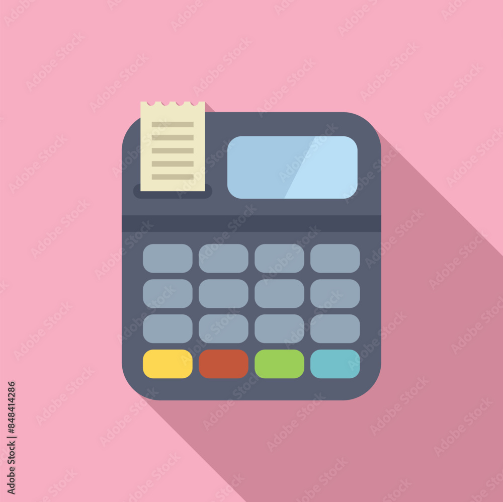 Illustration of a payment terminal printing a receipt, ideal for topics such as point of sale, electronic payments and retail Illustration of a payment terminal printing a receipt, ideal for topics such as point of sale, electronic payments and retail