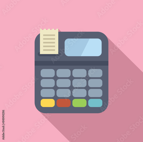 Illustration of a payment terminal printing a receipt, ideal for topics such as point of sale, electronic payments and retail