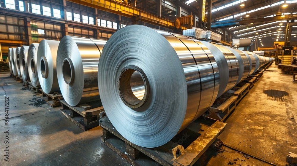 Stainless Steel Sheet Metal Coils in Metalworking Facility Stainless Steel Sheet Metal Coils in Metalworking Facility