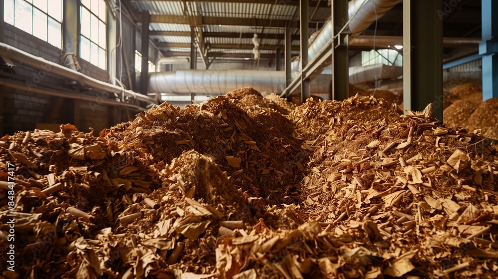 Unprocessed Tobacco Stacks in Cigarette Factory Unprocessed Tobacco Stacks in Cigarette Factory