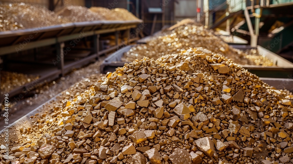 Raw Gold Ore Piles at Mining Facility Raw Gold Ore Piles at Mining Facility