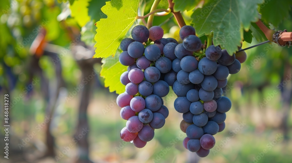 Ripe Purple Grapes Hanging on Vine Ripe Purple Grapes Hanging on Vine