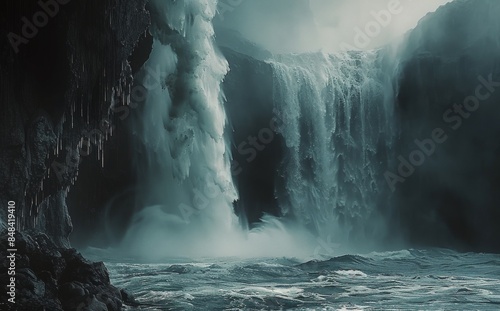 Dramatic Lava Falls Cascade Into Ocean at Sunset