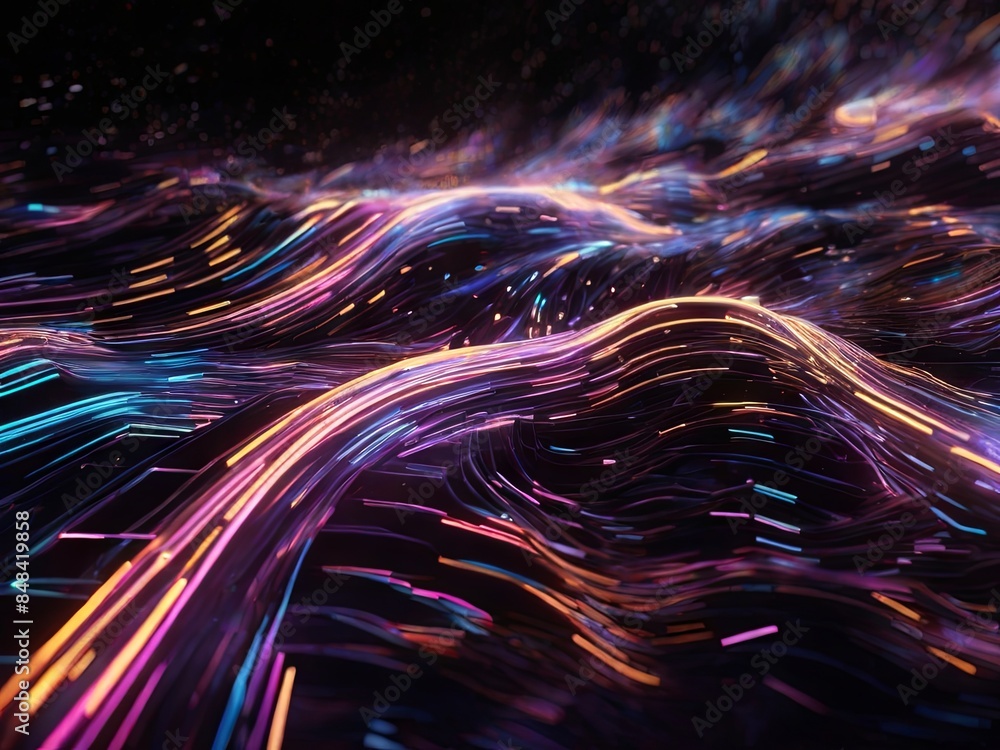A close-up image of a swirling pattern of neon lines in pink, blue, and orange against a dark background A close-up image of a swirling pattern of neon lines in pink, blue, and orange against a dark background