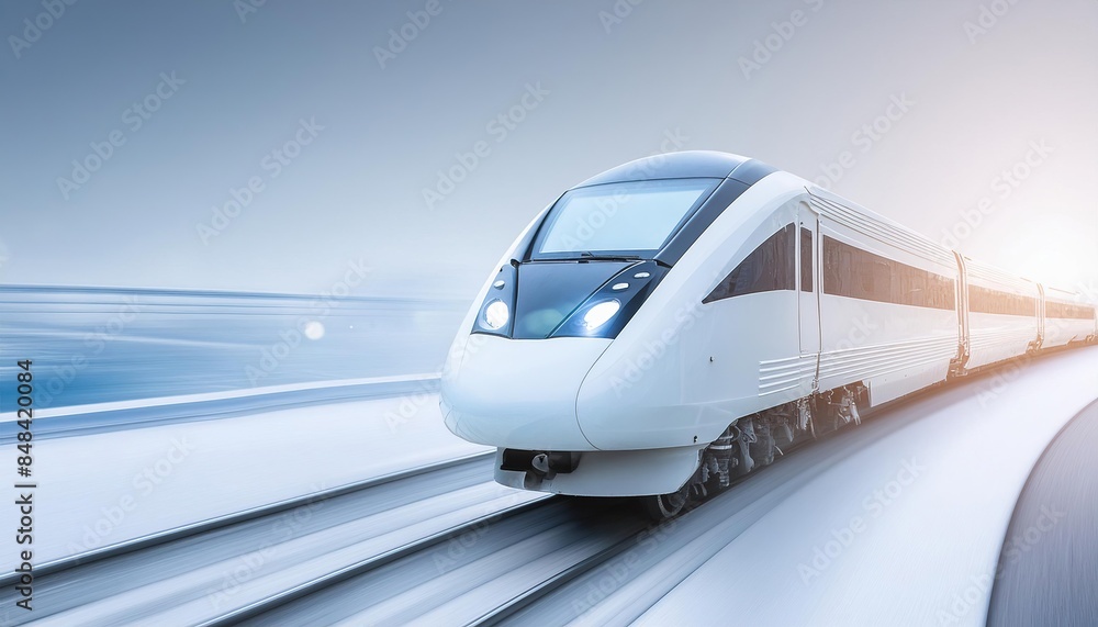 modern train with speed light effect, space for text. high tech transportation. Fast trip modern train with speed light effect, space for text. high tech transportation. Fast trip