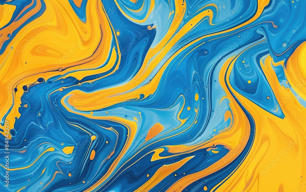Blue and yellow paint mixing background. Created with Ai Blue and yellow paint mixing background. Created with Ai