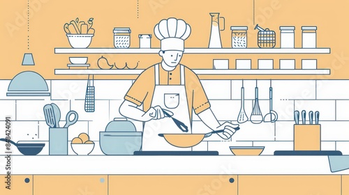 a chef is cooking in the kitchen