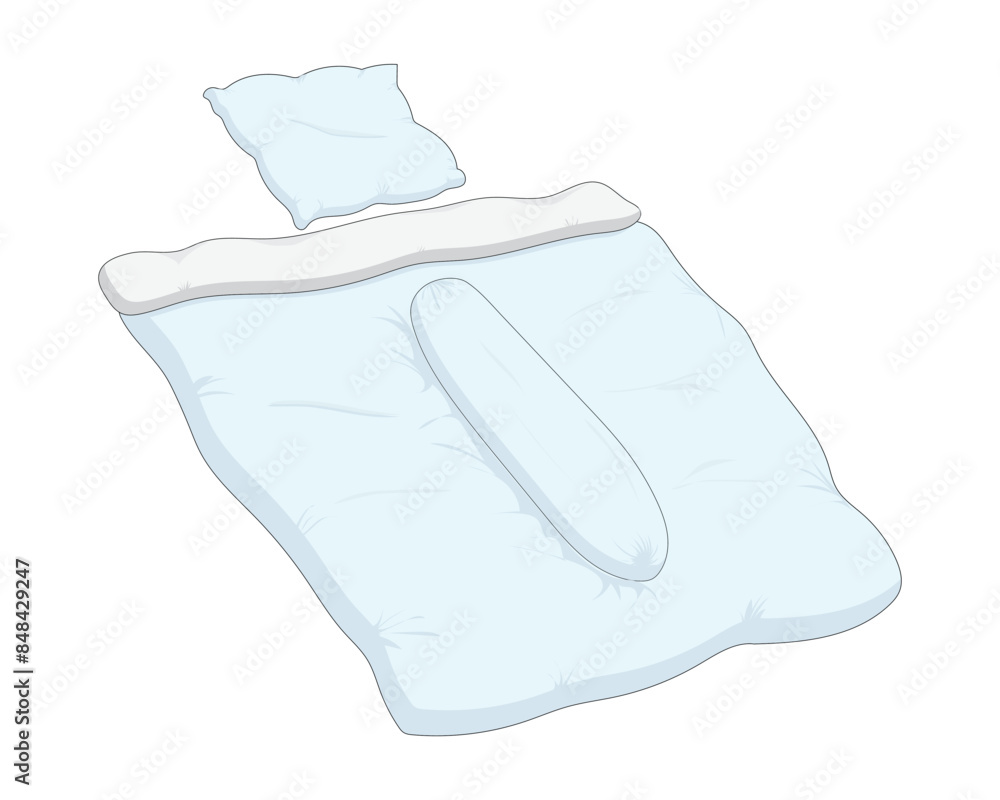vector design, an illustration of sleeping equipment such as blankets and pillows for headrests and bolsters in white and light blue vector design, an illustration of sleeping equipment such as blankets and pillows for headrests and bolsters in white and light blue