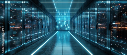 Wallpaper Mural Modern Data Center Server Room With Blue Neon Lights Torontodigital.ca