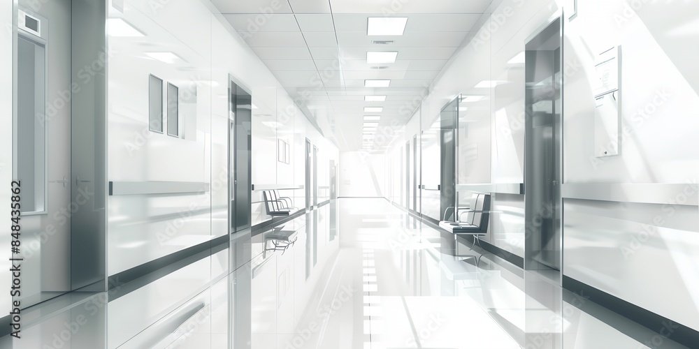 a long hallway with chairs and in it and a light in the background a long hallway with chairs and in it and a light in the background