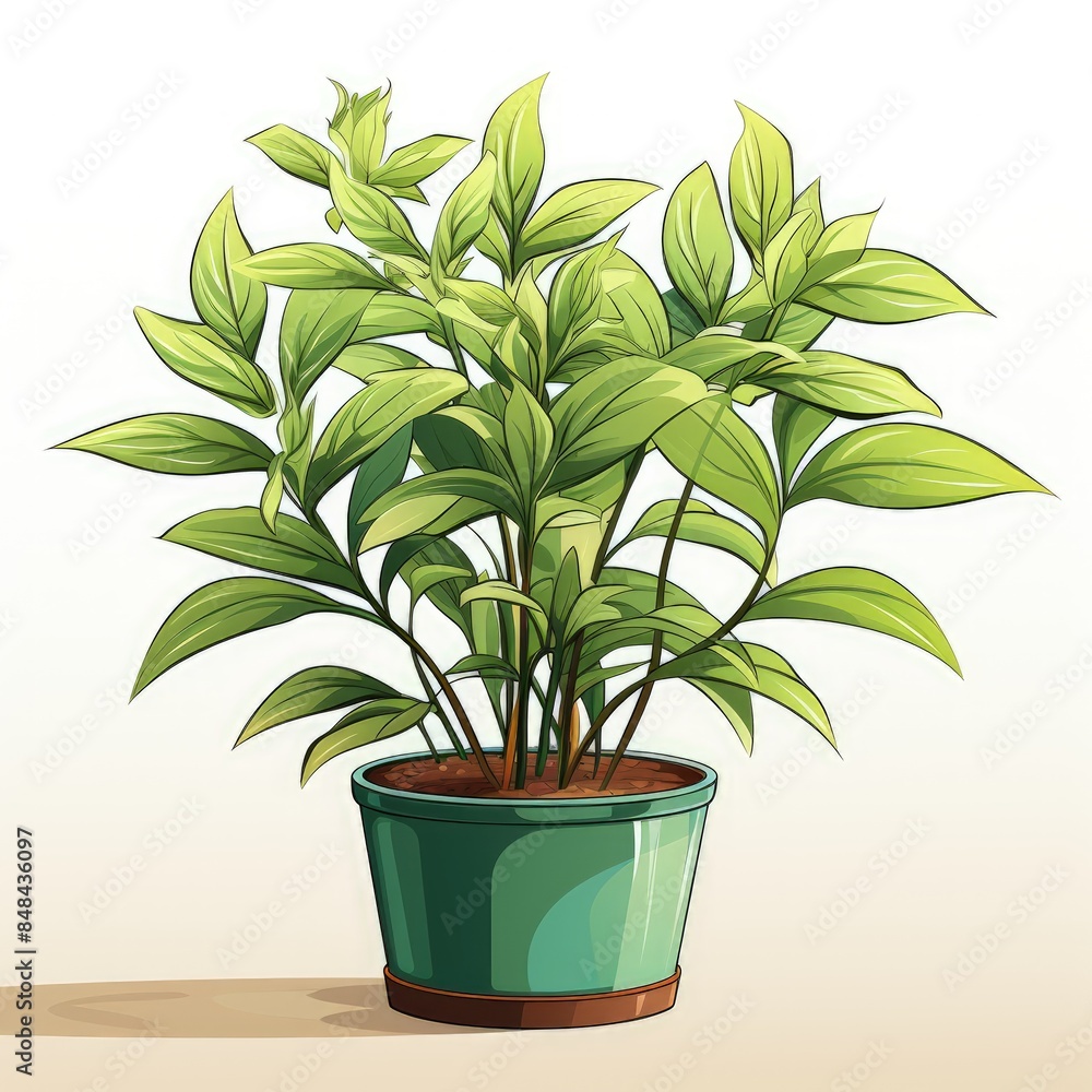a green plant in a pot on the light background a green plant in a pot on the light background