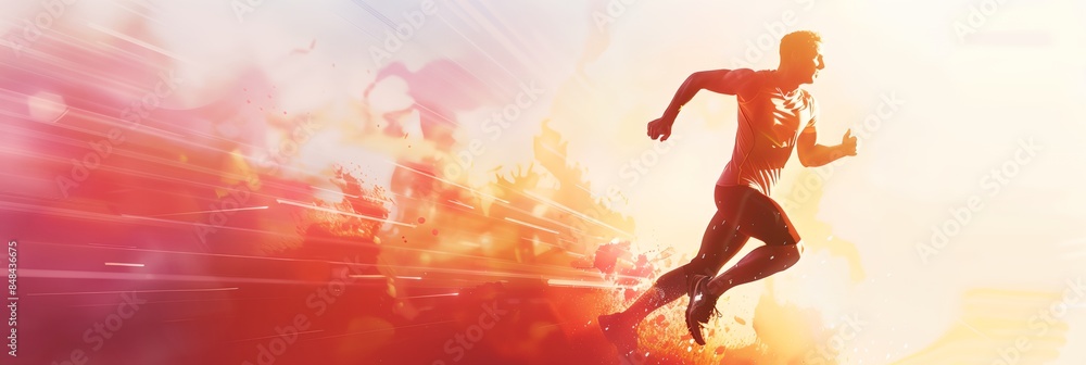 man running in the sun with a blurry background behind him