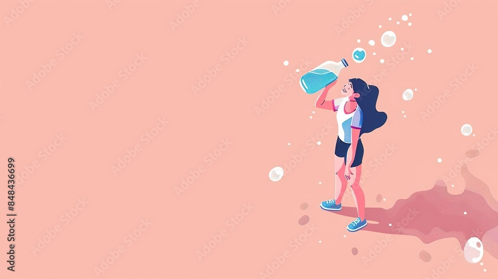 Woman drinking water from a bottle after a workout. Woman drinking water from a bottle after a workout.