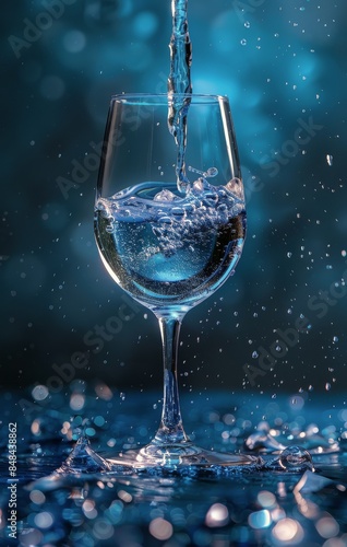 Refreshing Water Pouring Into Glass With Ice Cubes and Lime Slices