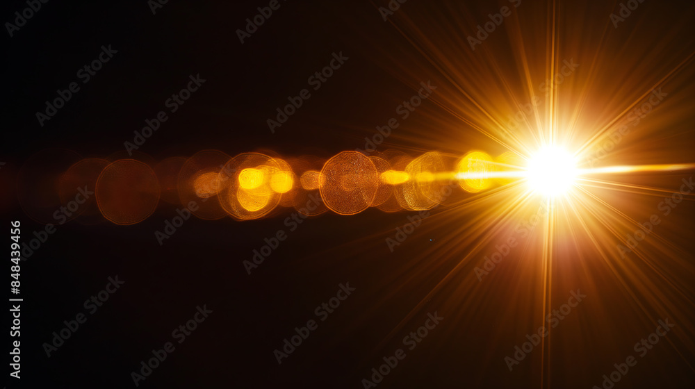 Fototapeta premium Lense flare overlay on black background design element