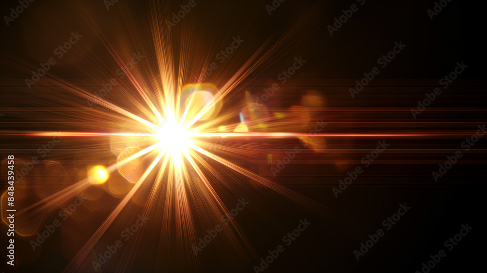 Lense flare overlay on black background design element Lense flare overlay on black background design element