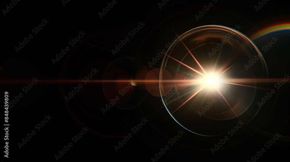 Obraz premium Lense flare overlay on black background design element