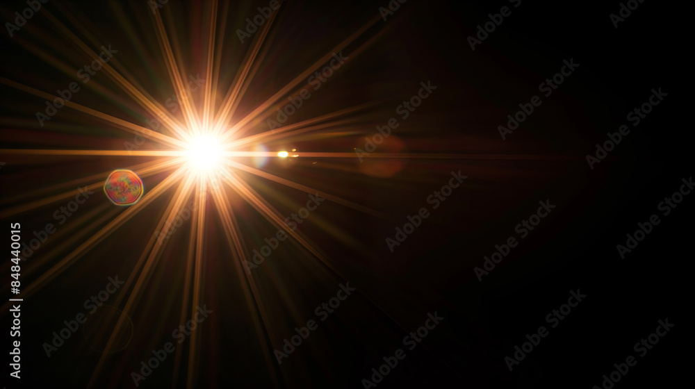 Lense flare overlay on black background design element Lense flare overlay on black background design element