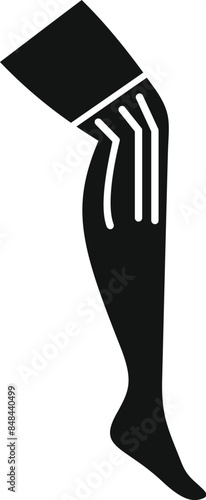 Simple silhouette of a woman leg wearing a compression stocking for varicose veins