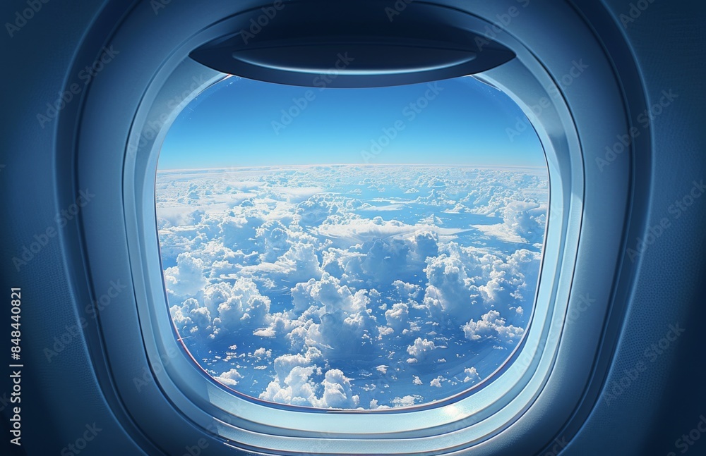 Airplane Window View of Clouds During Flight Airplane Window View of Clouds During Flight
