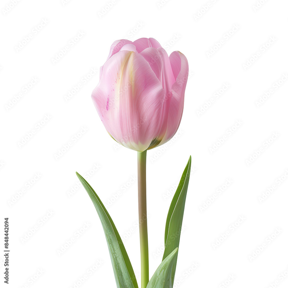 Beautiful pink tulip flower on a white background. A perfect image for spring, nature, and floral themes. Beautiful pink tulip flower on a white background. A perfect image for spring, nature, and floral themes.