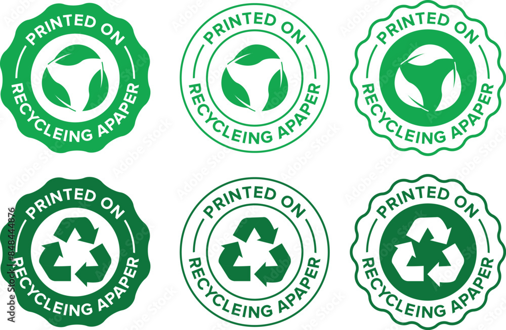 Printed on recycling paper icon. isolated black Vector illustration. Printed on recycling paper icon. isolated black Vector illustration.