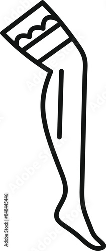 Simple outline icon representing a woman leg wearing a nylon stocking, ideal for fashion and beauty related projects