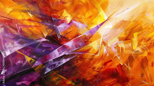 Abstract Painting in Purple and Orange.