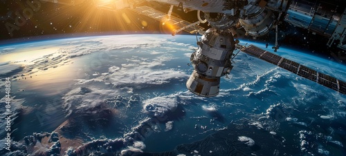Fototapeta Naklejka Na Ścianę i Meble -  international space station in Earth orbit. Elements of this image courtesy. outside view of the station