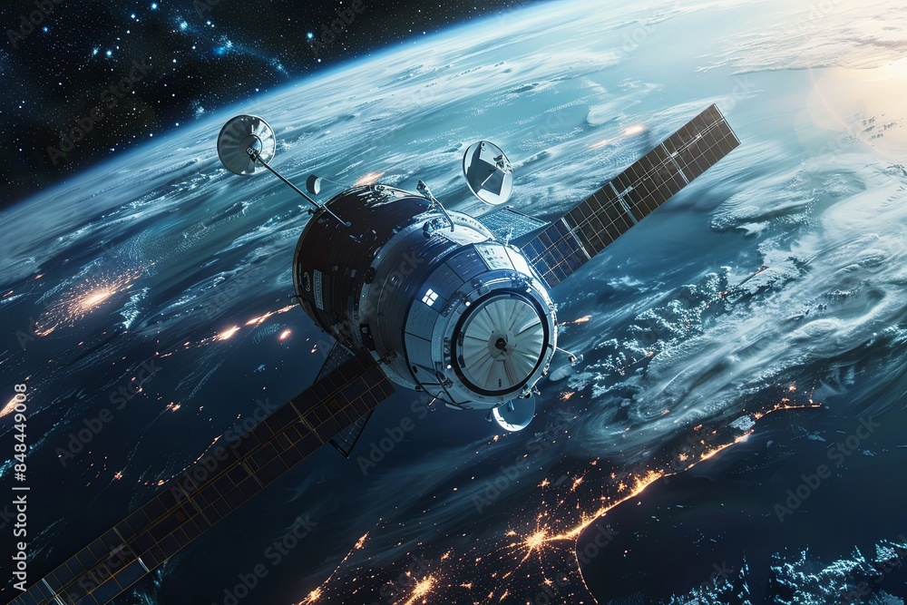 international space station in Earth orbit. Elements of this image courtesy. outside view of the station international space station in Earth orbit. Elements of this image courtesy. outside view of the station