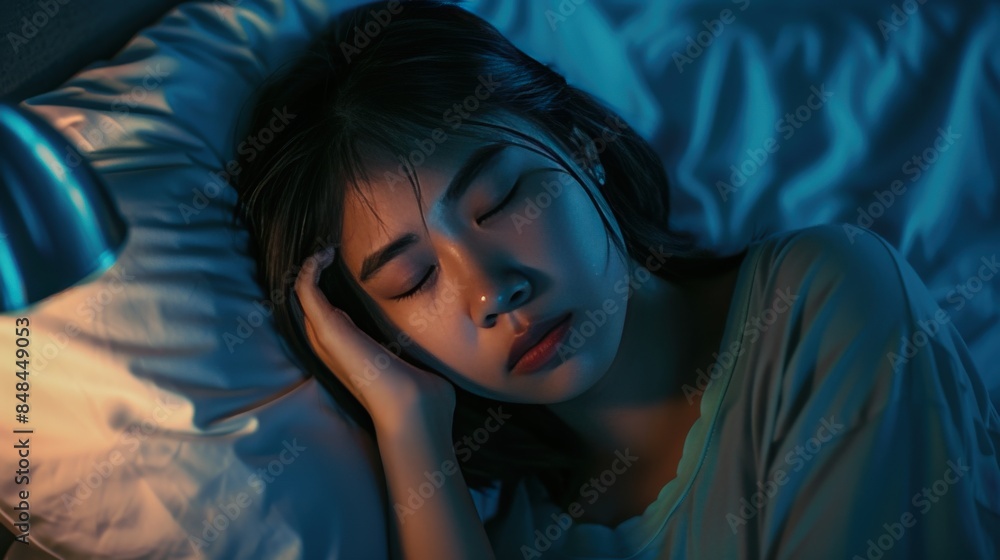 Young asian woman having trouble sleeping at night Young asian woman having trouble sleeping at night