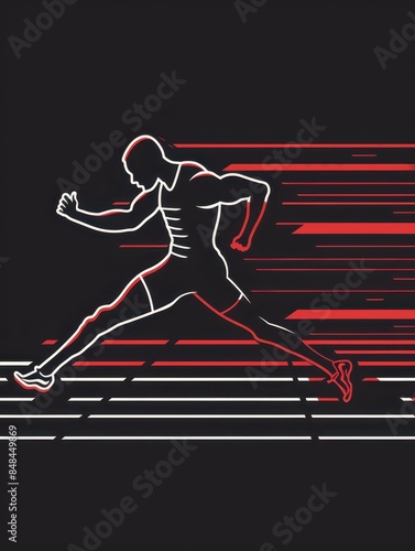 a runner running on a track with a red line photo