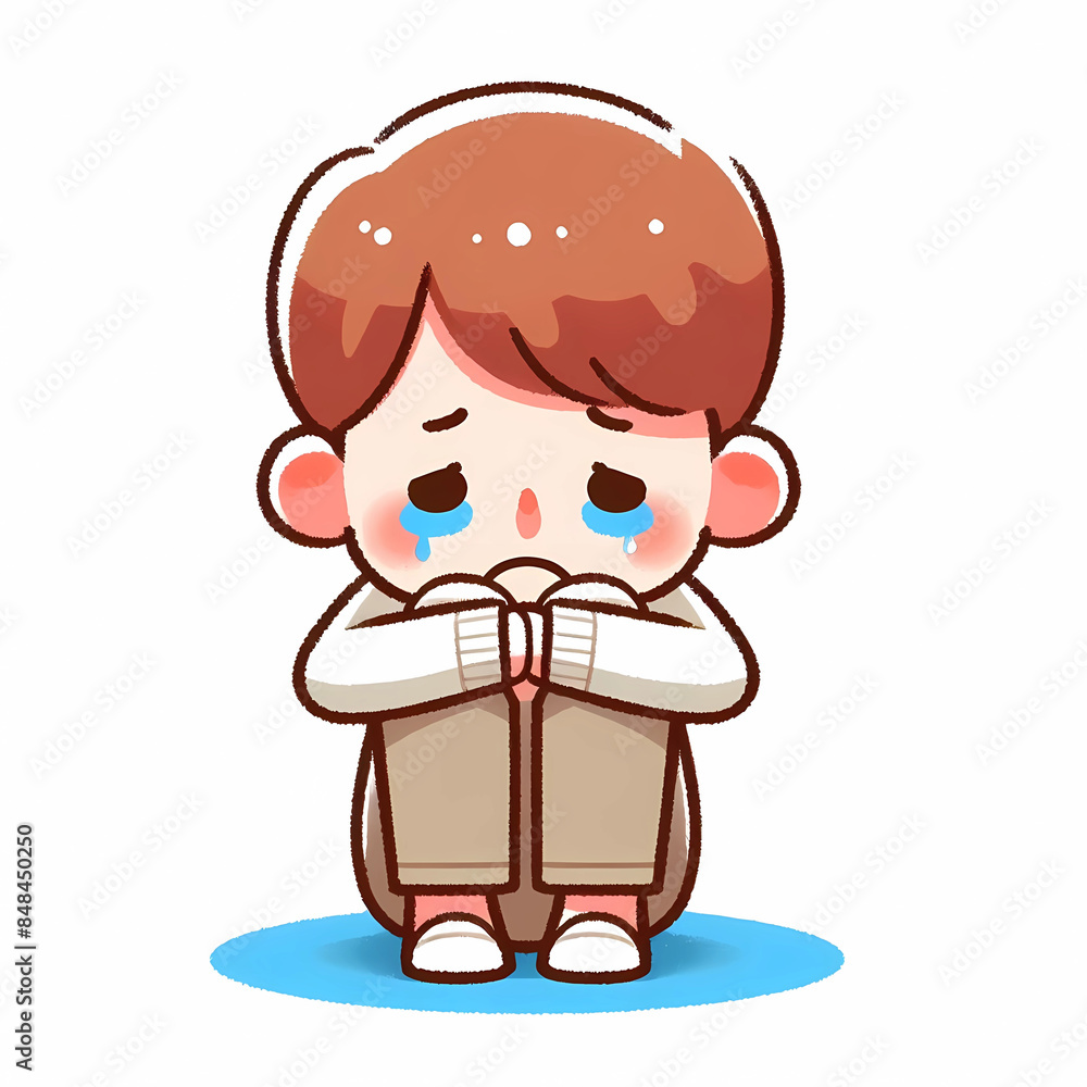 A person who is depressed, Cartoon character, cartoon illustration A person who is depressed, Cartoon character, cartoon illustration