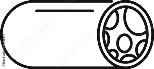 Simple line art icon of a sliced salami, perfect for representing italian cuisine or charcuterie boards