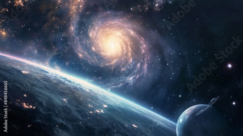 Space abstract background, supermassive black hole, Supernova, galaxy, stars and cosmic gas