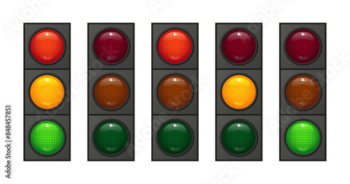 Traffic lights set. Isolated vector.