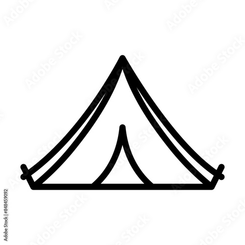 tent camp icon in line style. Vector illustration
