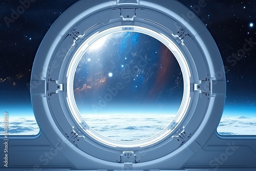 window in spaceship, view inside out